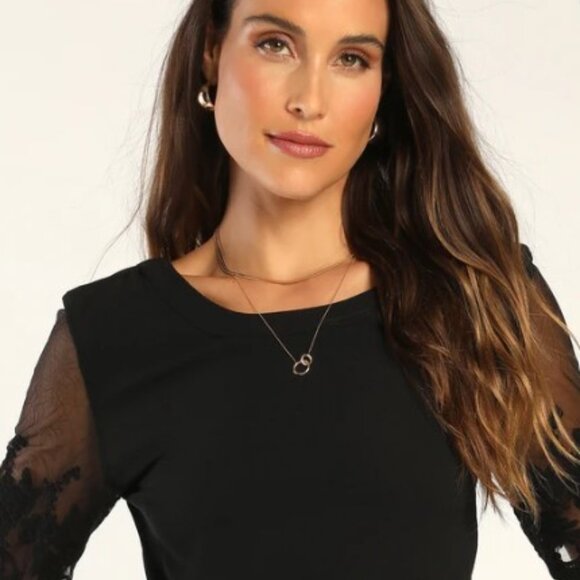 Lisa Marie Black Embroidered Top- Lulus- Size Small - Picture 1 of 3